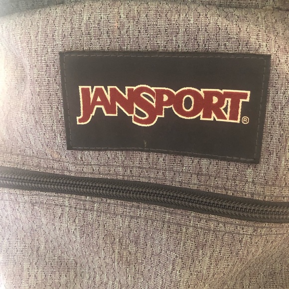 Jansport Navy Blue & Brown Leather Bottom Multi Pocket Large Backpack - Picture 2 of 6